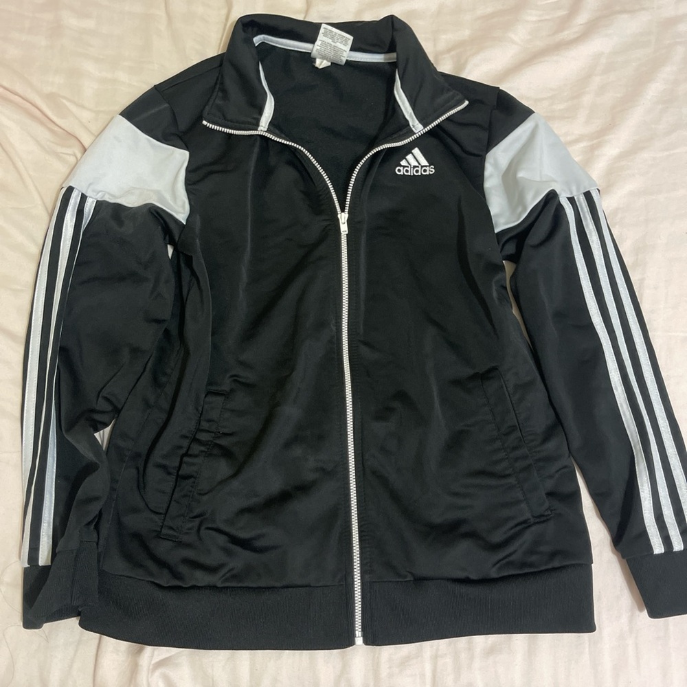 adidas black jacket with stripes